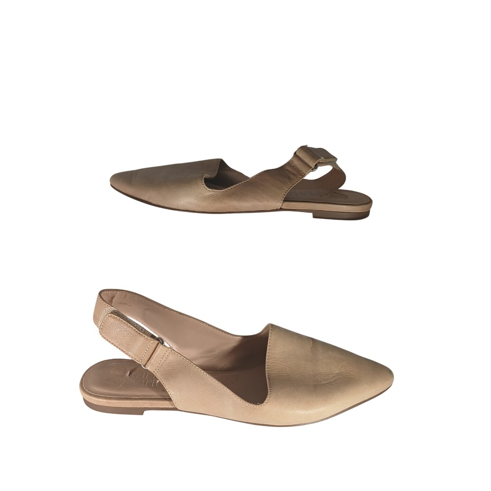 Franco Sarto Leather Slingback Flats 6M Tan Pointed Toe D'Orsay Minimalist X611